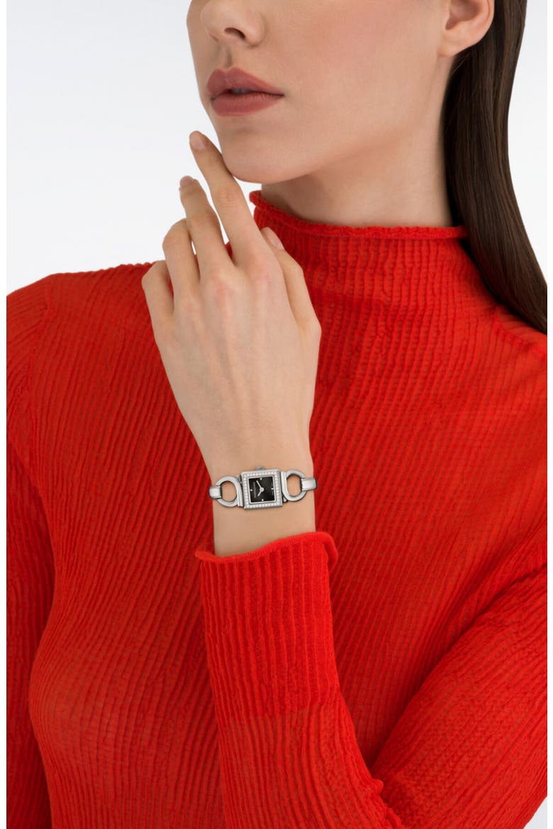 Gancio Diamond Bangle Bracelet Watch, 18mm, Alternate, color, STAINLESS STEEL