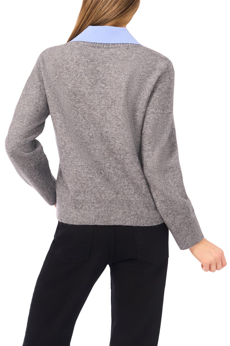 Contrast Collar Twofer Sweater, Alternate, color, FOSSIL