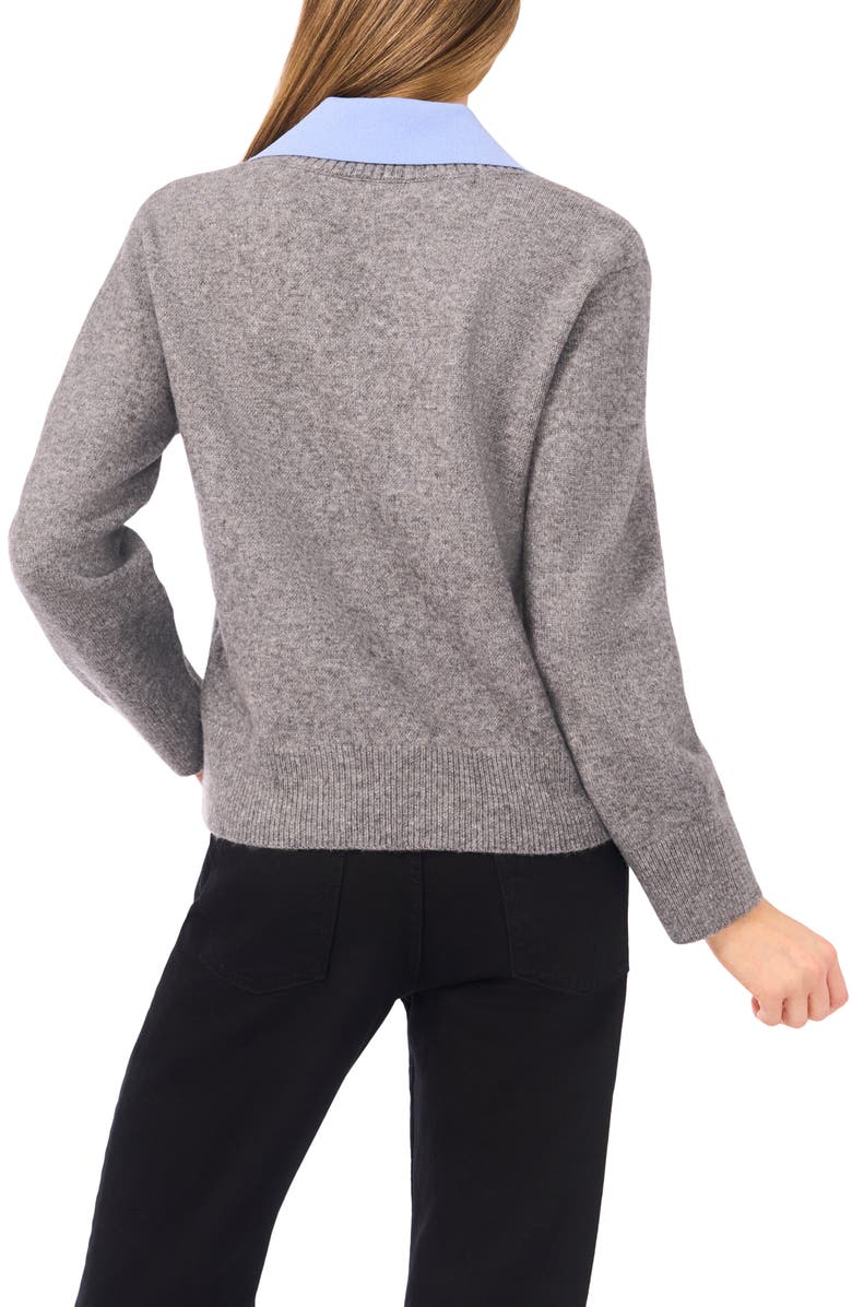Halogen<sup>®</sup> Contrast Collar Twofer Sweater, Alternate, color, Fossil
