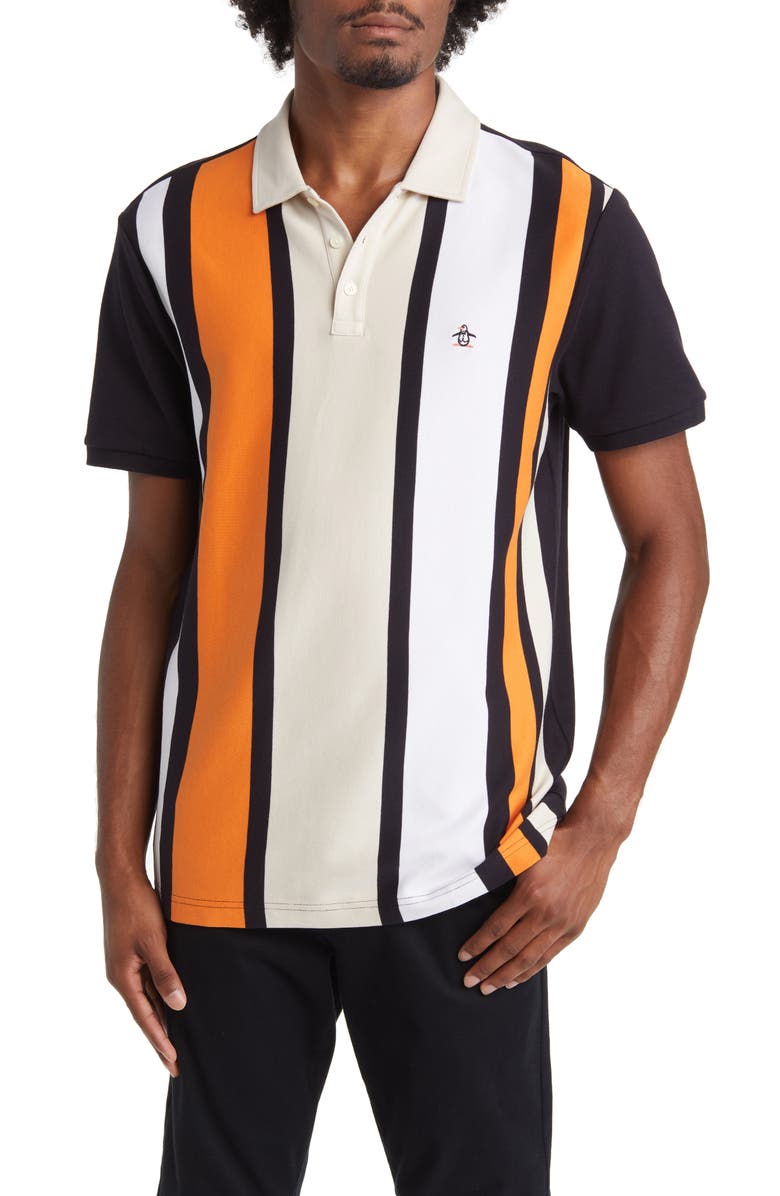 Original Penguin Slim Fit Vertical Stripe Cotton Interlock Polo, Main, color, 