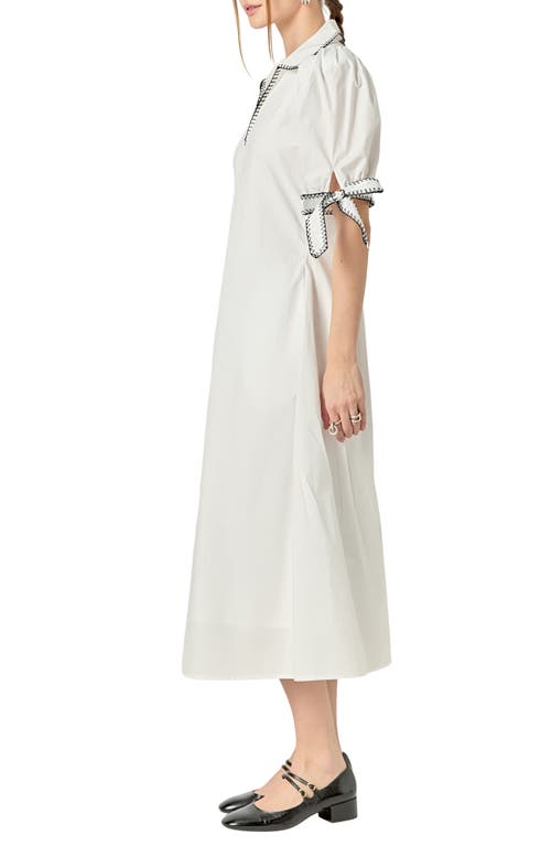 ENGLISH FACTORY ENGLISH FACTORY CONTRAST STITCH A-LINE MIDI DRESS