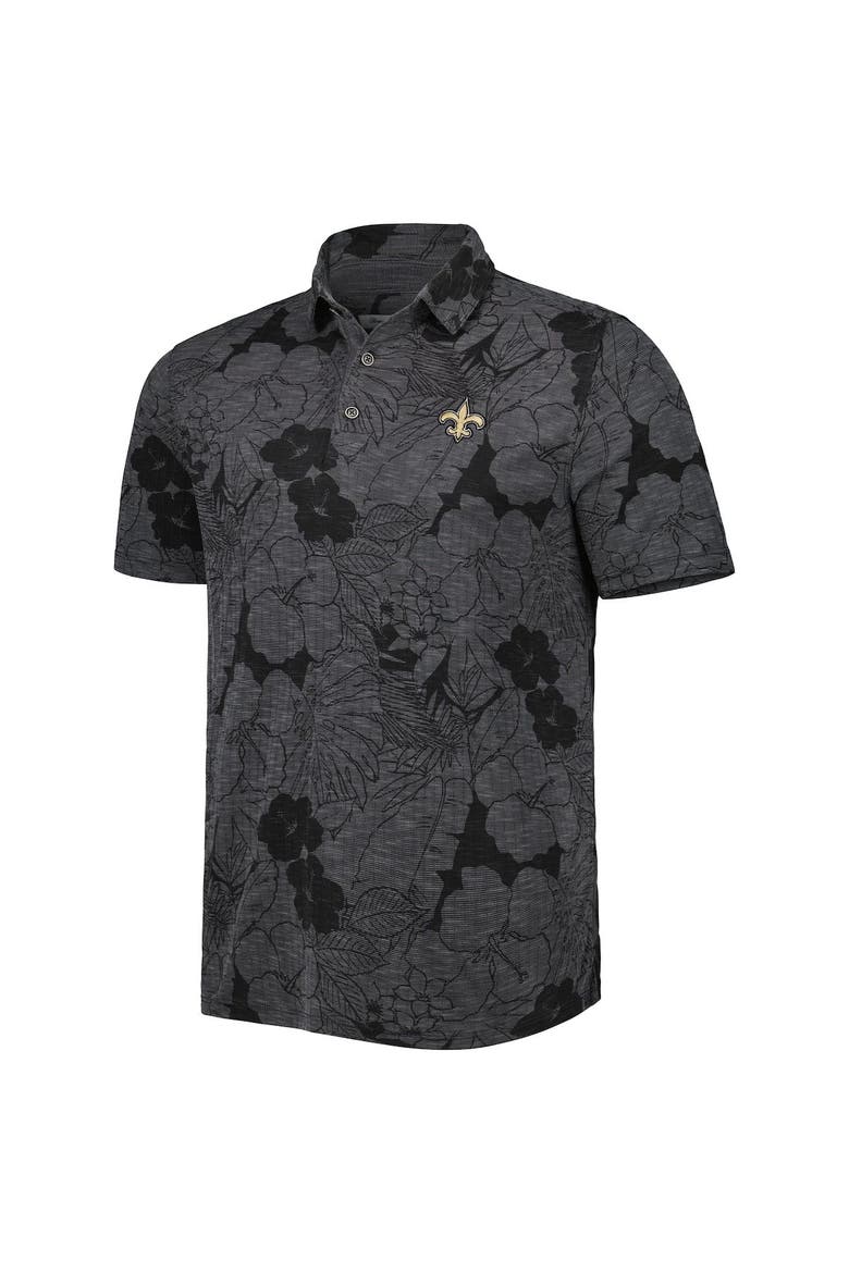 Men's Tommy Bahama Black New Orleans Saints Miramar Blooms Polo, Alternate, color, Black