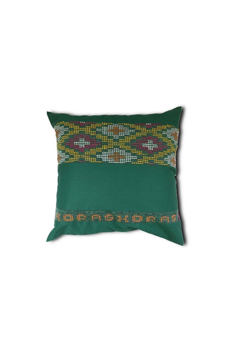 Handwoven Ikat Pillow Cover, Main, color, Green and Yellow