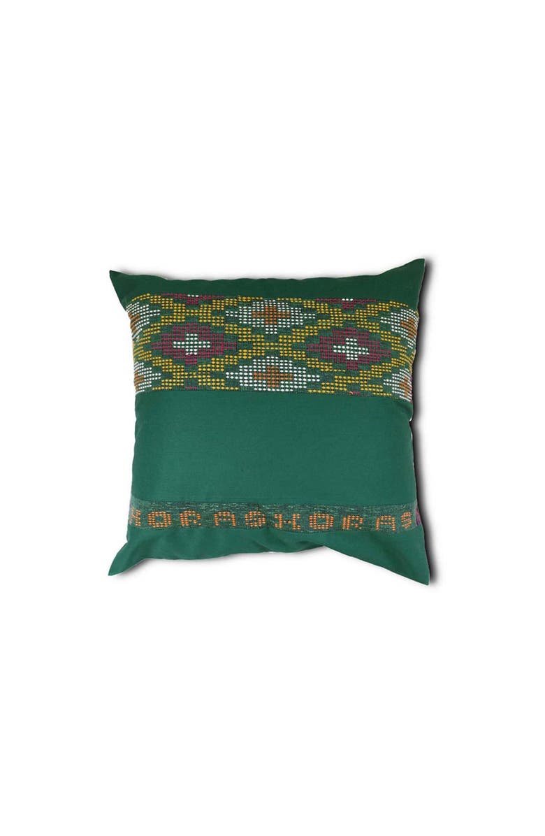 Kasih Co-op Handwoven Ikat Pillow Cover, Main, color, Green And Yellow