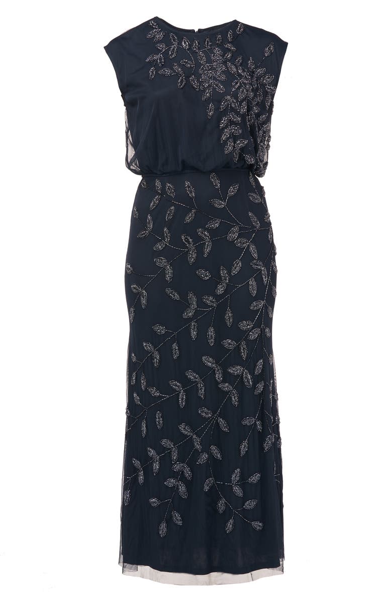 JS Collections Beaded Leaf Mesh Trumpet Gown, Alternate, color,