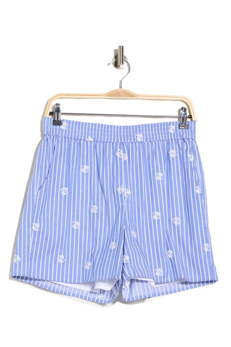 Ella Embroidered Stretch Cotton Pull-On Shorts, Alternate, color, BLUE MULTI