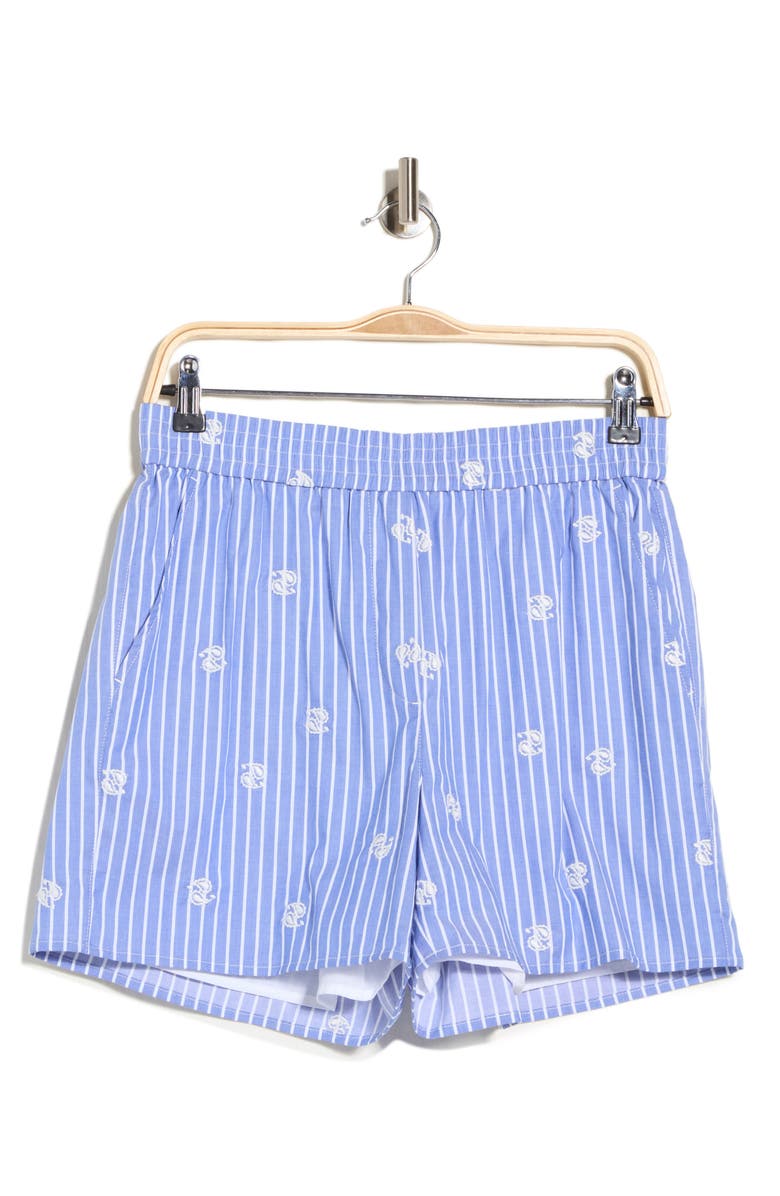 rag & bone Ella Embroidered Stretch Cotton Pull-On Shorts, Main, color, Blue Multi