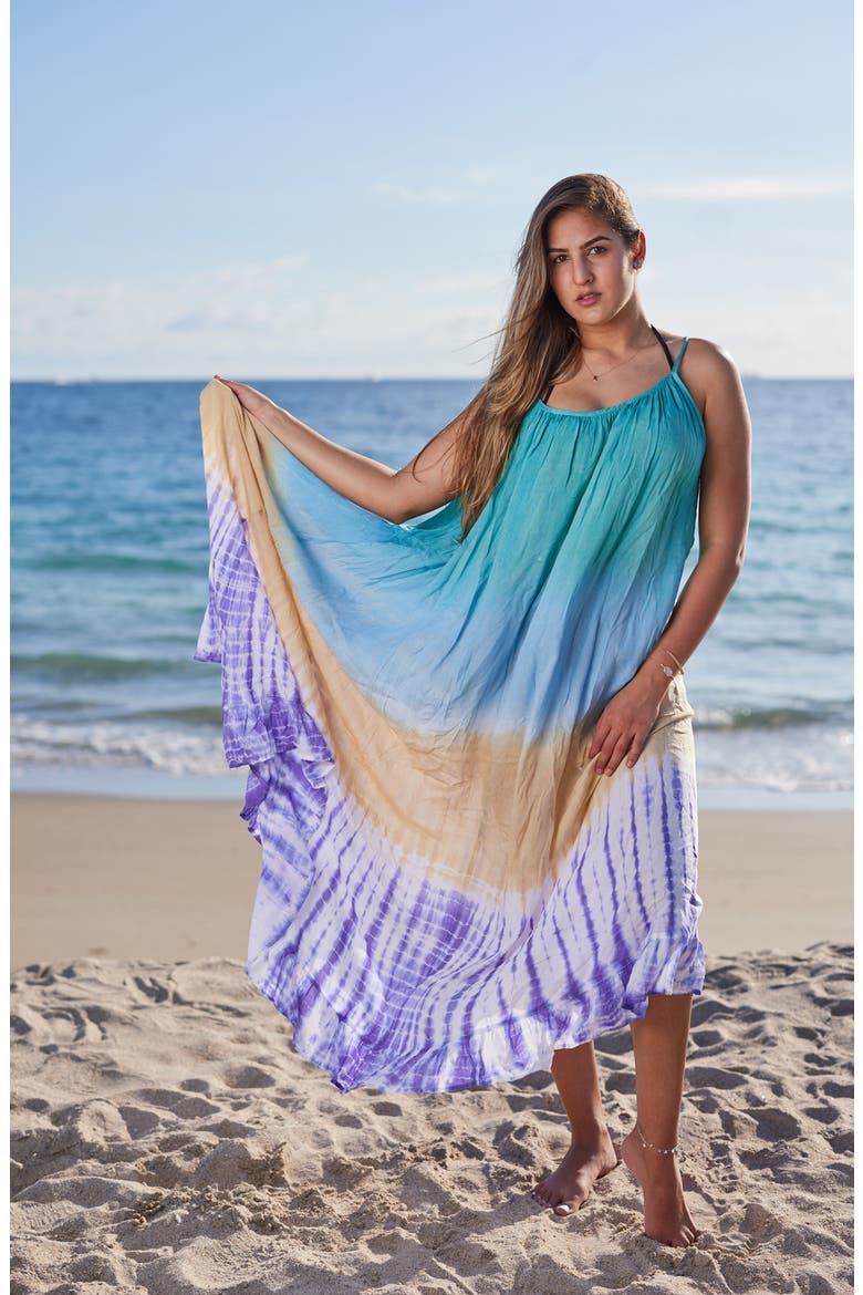 Multicolored Cotton Dress, Alternate, color, BLUE