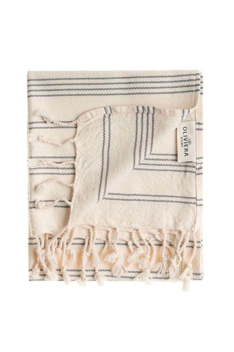 Heritage Stripe Turkish Cotton Hand Towels - Set of 2, Alternate, color, Gray