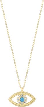SPHERA MILANO CZ & Turquoise Evil Eye Pendant Necklace