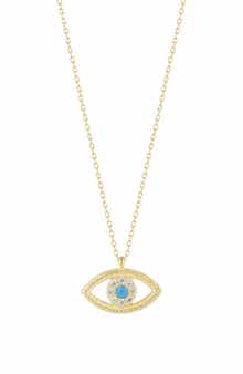 SPHERA MILANO CZ & Turquoise Evil Eye Pendant Necklace