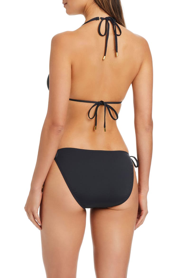 Side Tie Hipster Bikini Bottoms, Alternate, color, BLACK