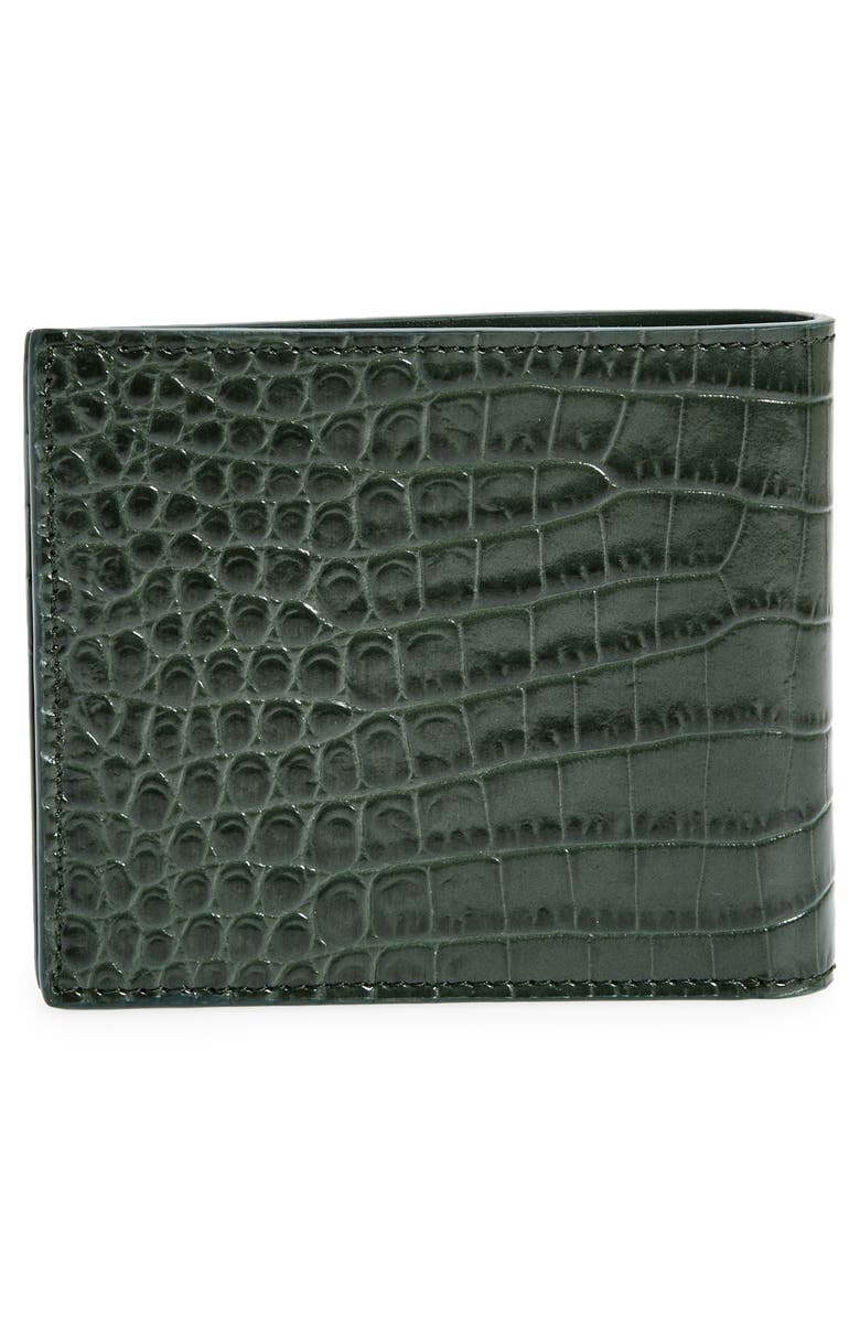 TOM FORD Croc Embossed Patent Leather Bifold Wallet, Alternate, color,