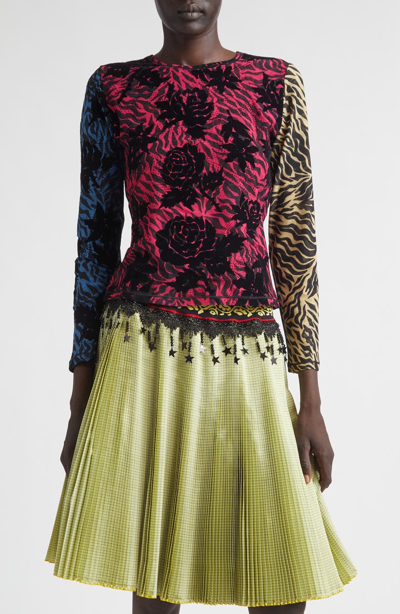 Chopova Lowena Totally Tiger Flocked Mesh T-Shirt, Main, color, Black Multi