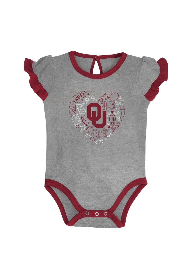 Girls Newborn & Infant Crimson/Heather Gray Oklahoma Sooners Too Much Love Two-Piece Bodysuit Set, Alternate, color, Crimson