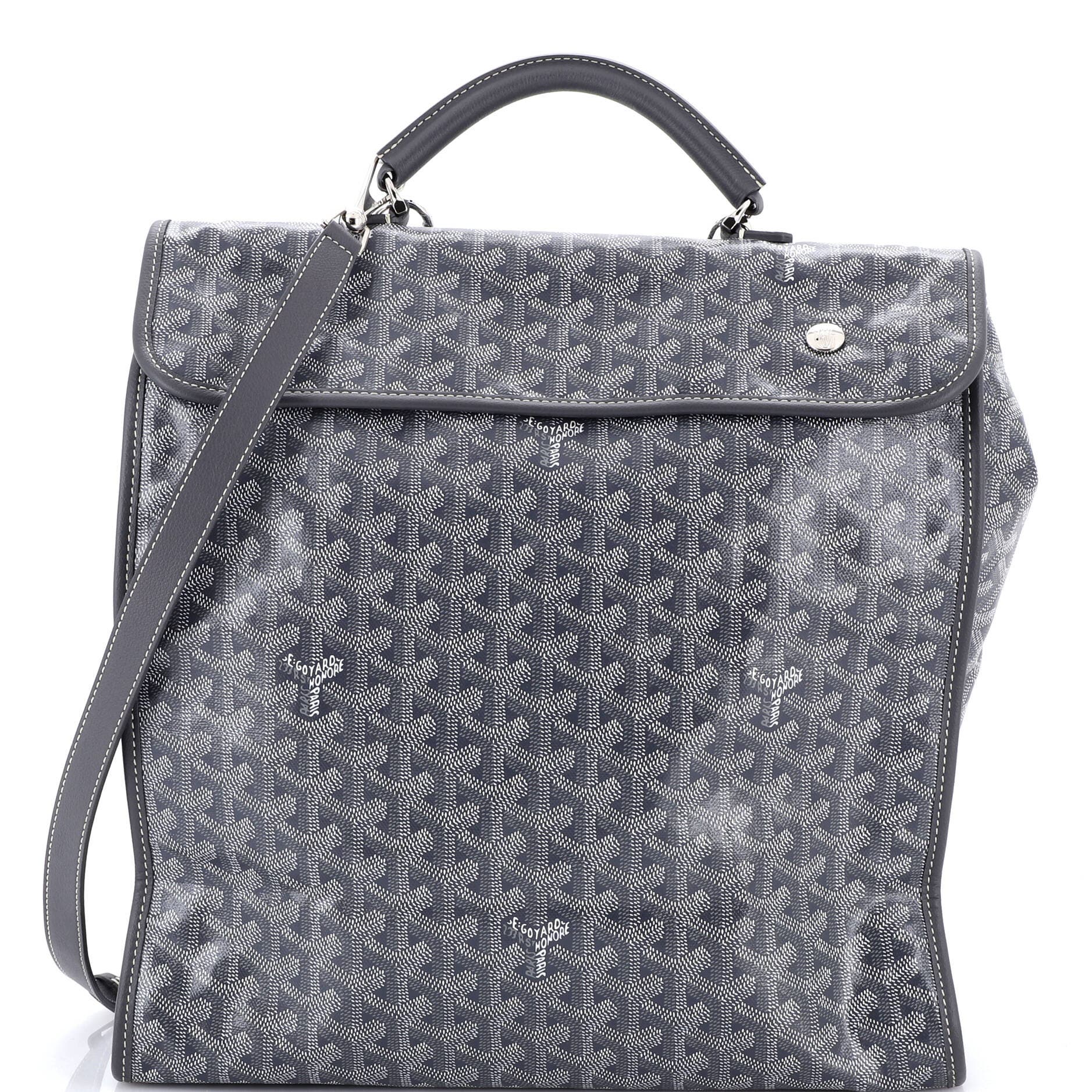 Pre-Owned Goyard Saint Leger Briefcase Backpack Coated Canvas, Main, color, Gray