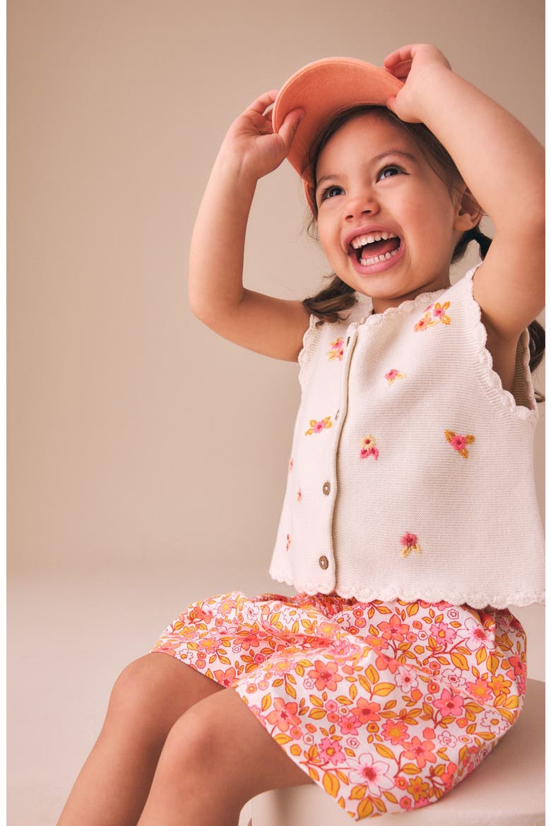 Kids' Ditsy Floral Knit Vest & Shorts Set, Alternate, color, NEUTRAL