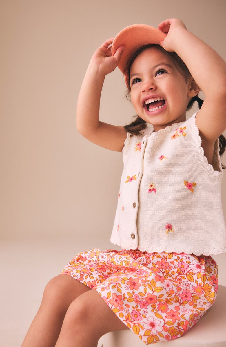 NEXT Kids' Ditsy Floral Knit Vest & Shorts Set, Alternate, color, Neutral