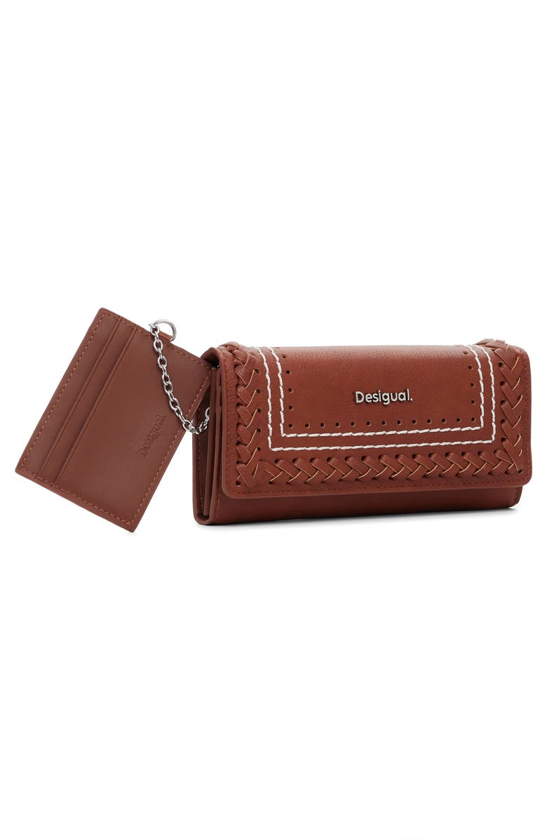 Desigual Long Faux Leather Wallet, Alternate, color, Camel