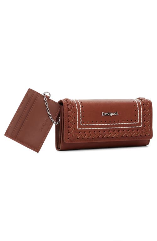 Desigual Long Faux Leather Wallet In Camel