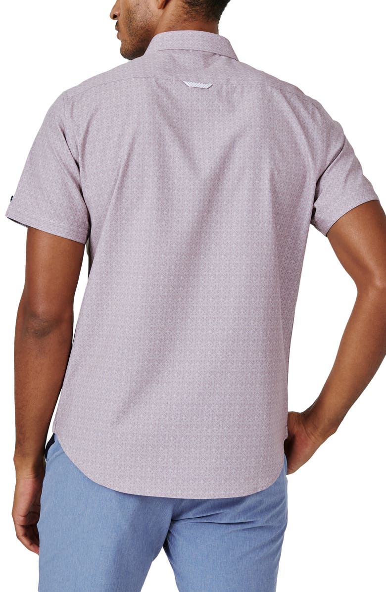 7 Diamonds Monti Geo Print Short Sleeve Performance Button-Up Shirt, Alternate, color, 