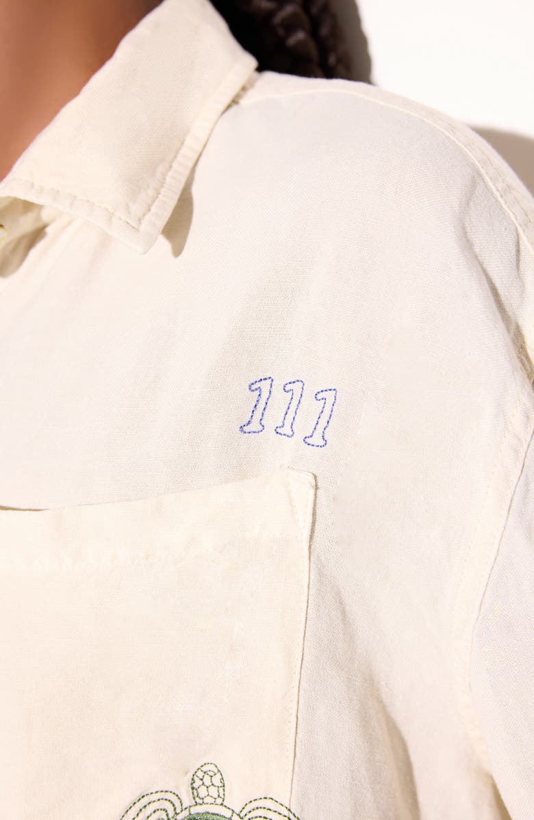 Spiritual Gangster Beaudry Embroidered Linen Blend Button-Up Shirt, Alternate, color, 