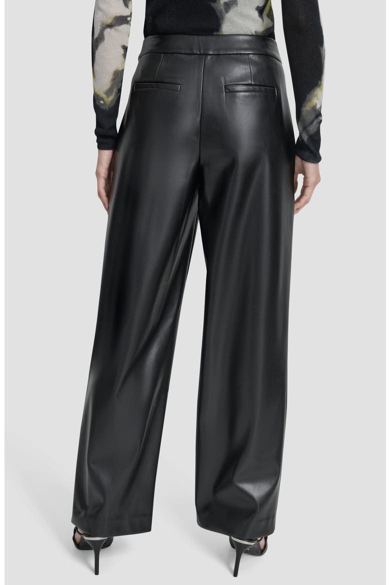 Pleated Faux Leather wide Leg Pants, Alternate, color, BLACK