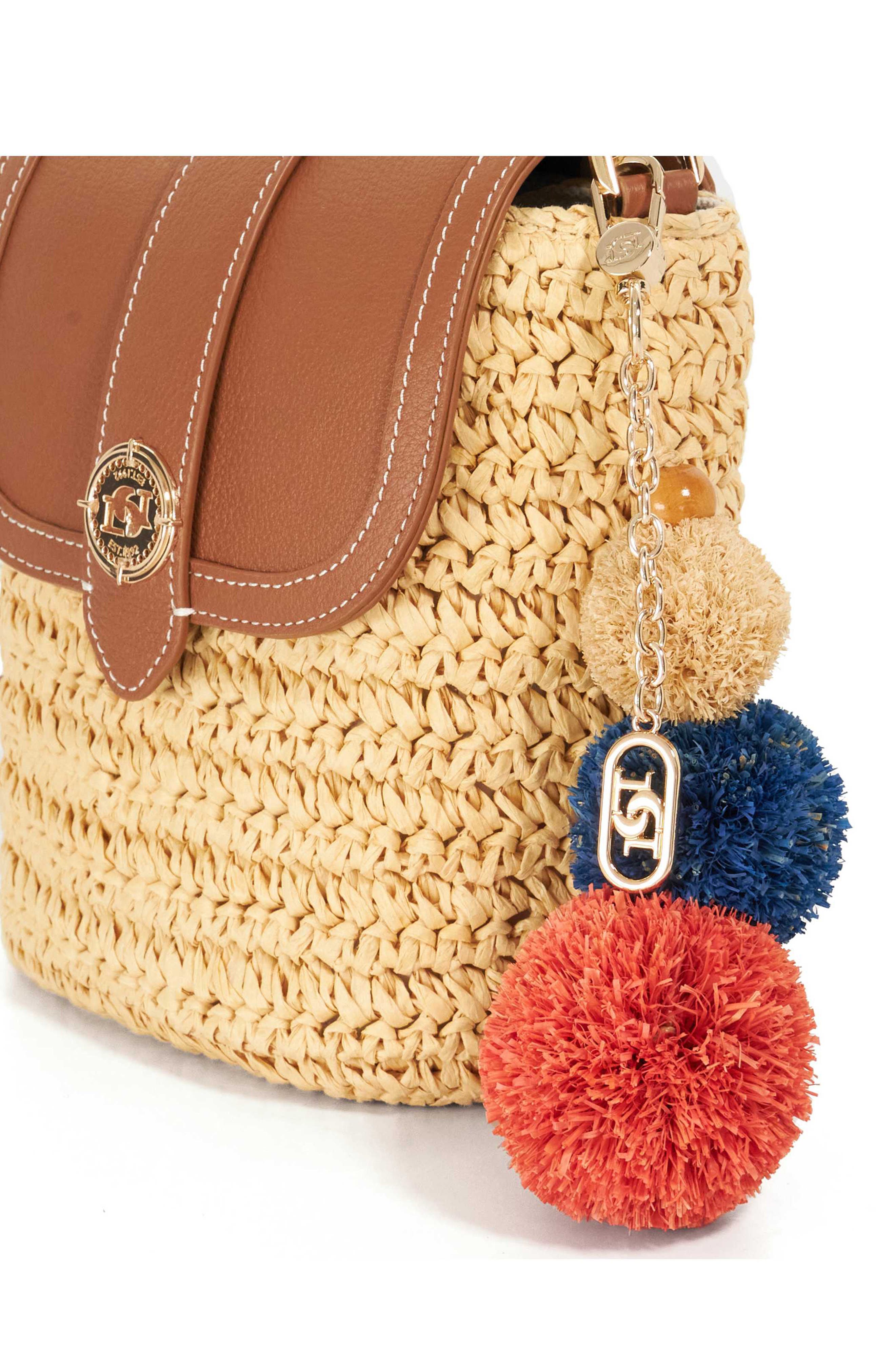 Dimple Raffia Handbag, Alternate, color, NATURAL