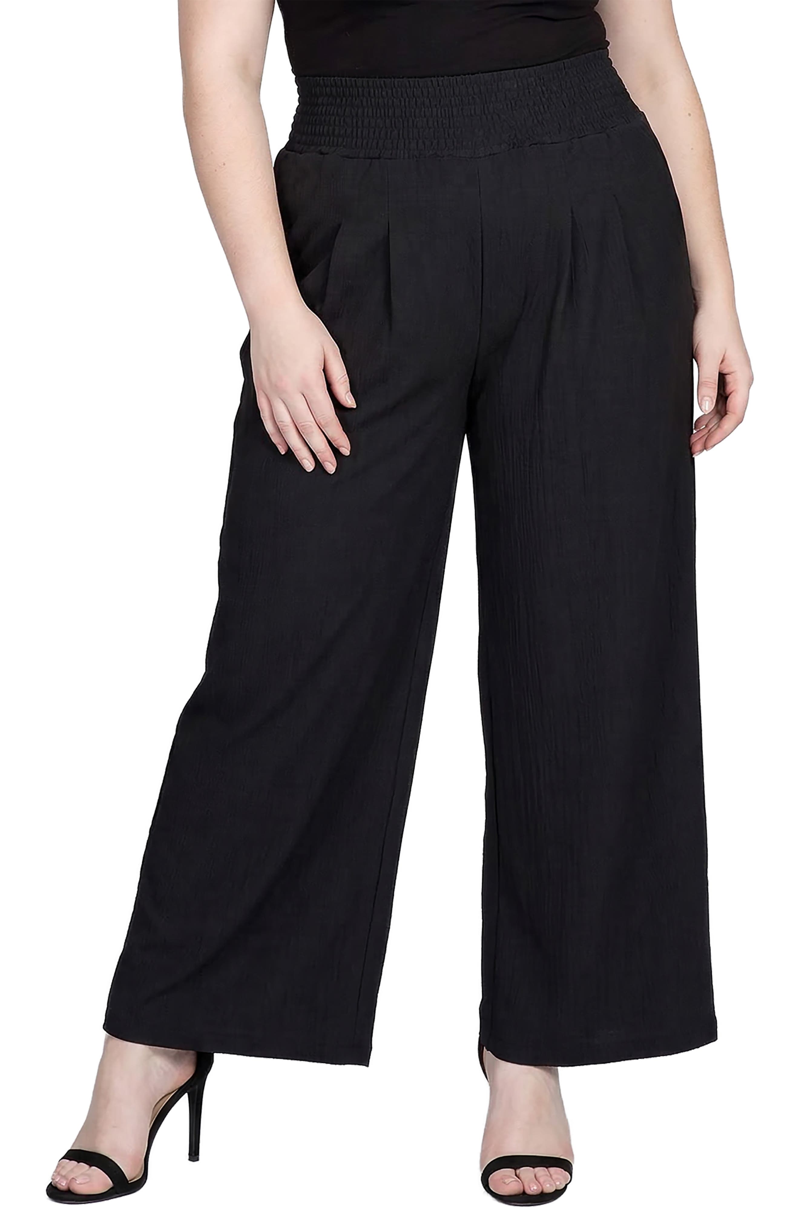 Smock Waist Wide Leg Pants