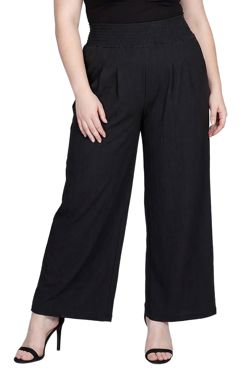 Standards & Practices Smock Waist Wide Leg Pants, Main, color, Black