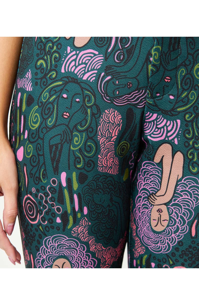 Smak Parlour 1970's Find Your Flare Pants, Alternate, color, Green Mannequin Print