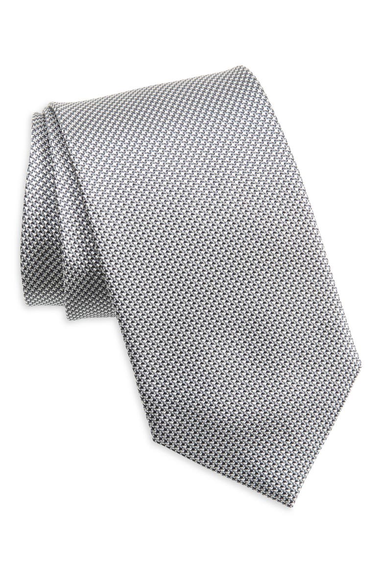Neat Silk Tie, Main, color, GRAY/ WHITE