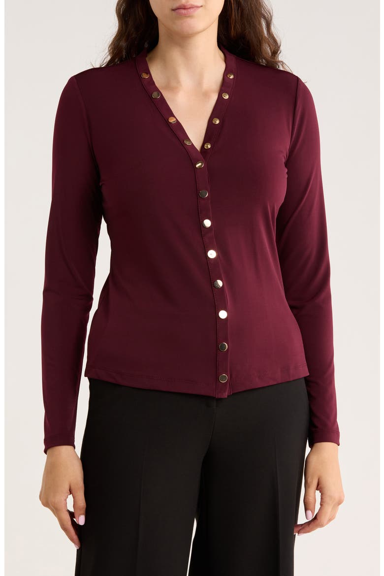 Long Sleeve Snap Button Top, Main, color, OXBLOOD RED