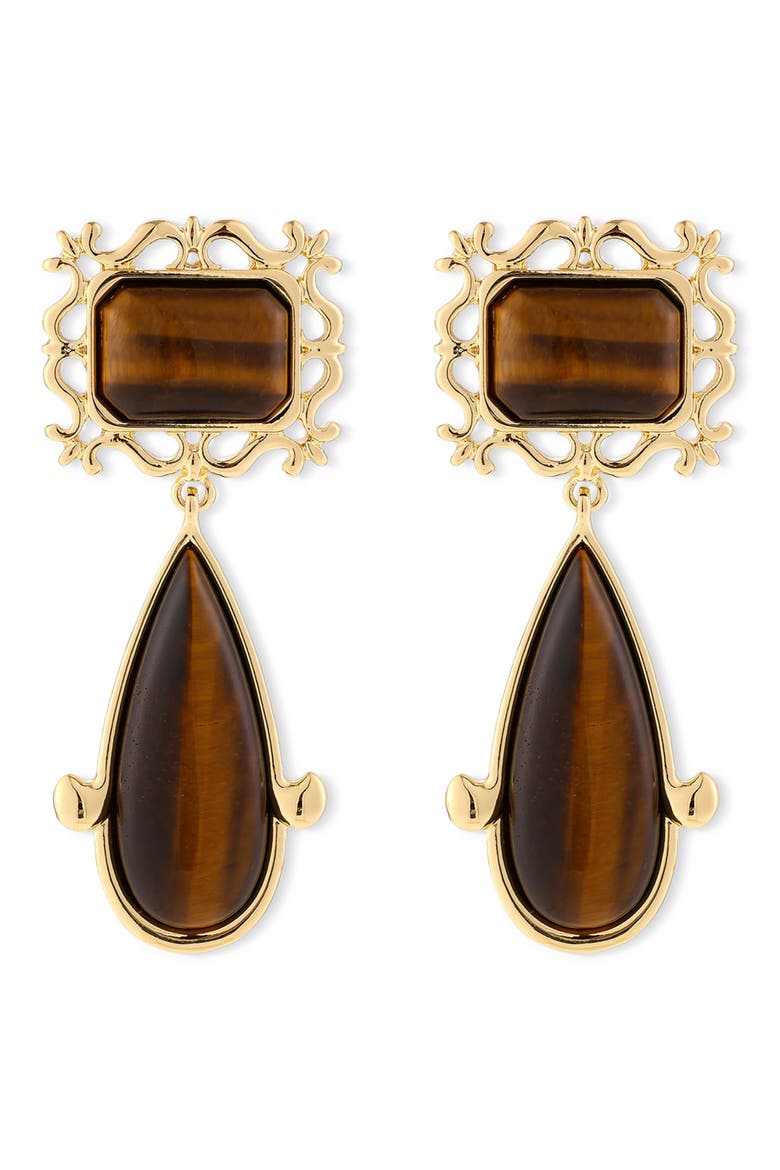 Viva Drop Earrings, Main, color, GOLD/ BROWN