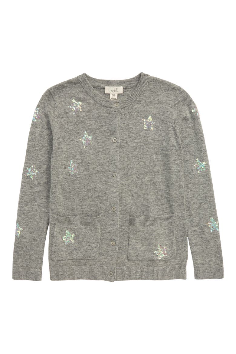 Dakota Sequin Stars Cardigan, Main, color, GREY HEATHER