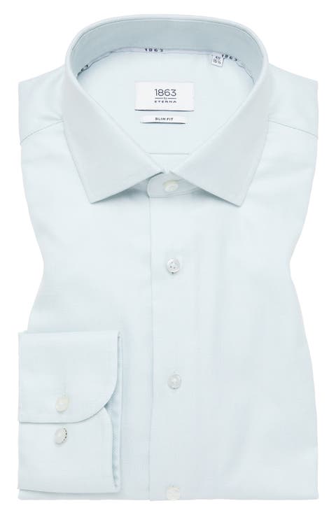 Slim Fit Structured Twill Dress Shirt