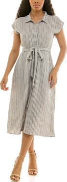 Nina Leonard Cap Sleeve Shirtdress