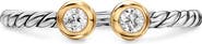 David Yurman Cable Open Round Ring in Sterling Silver with 18K Yellow Gold and Diamonds, 3.9mm