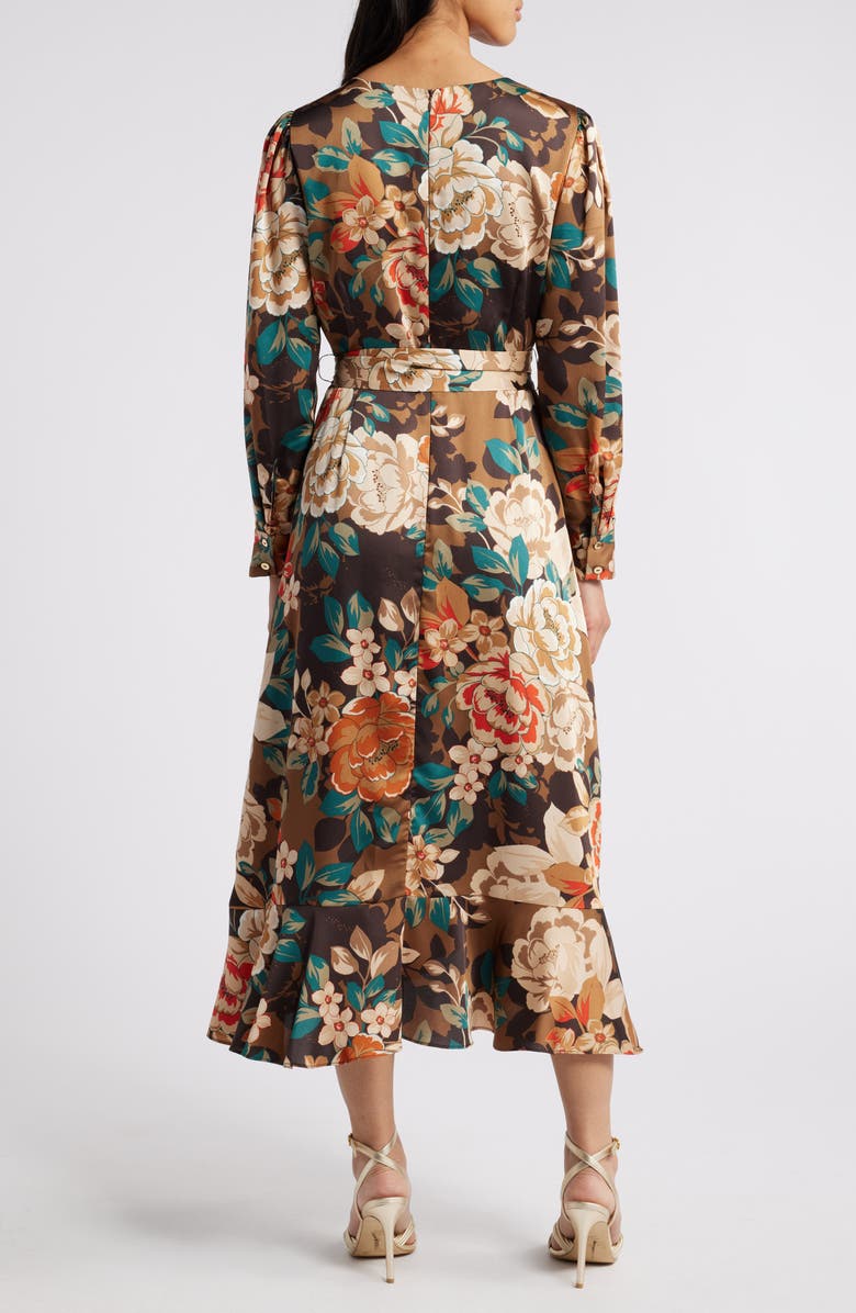 TAHARI ASL Long Sleeve Faux Wrap Dress With Tie Waist main image 0