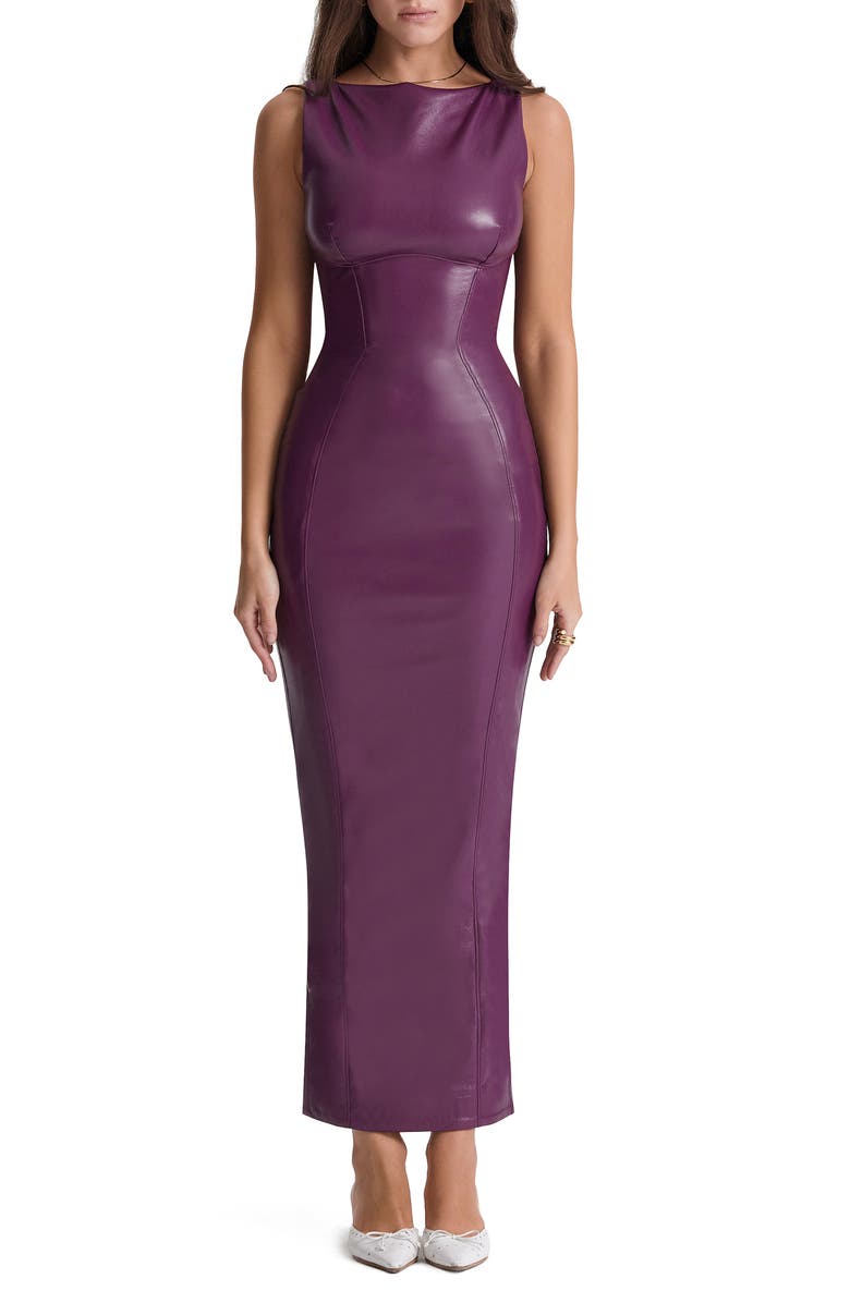 HOUSE OF CB Faux Leather Sheath Dress, Main, color,