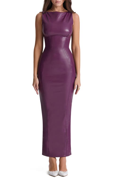 HOUSE OF CB Faux Leather Sheath Dress in Merlot at Nordstrom, Size Large