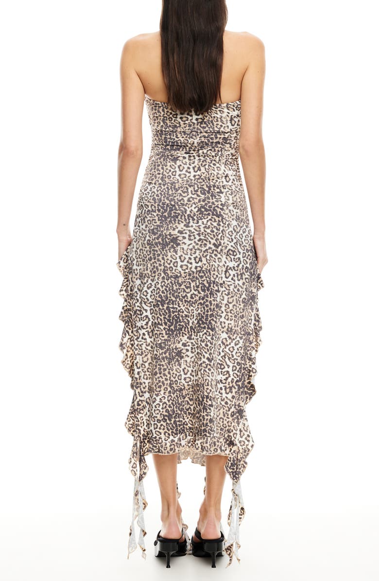 LIONESS Rendezvous Print Ruffle Strapless Maxi Dress, Alternate, color, 