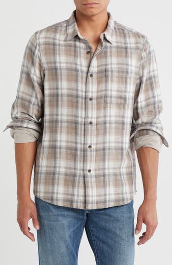 14th & Union Duofold Flannel Button-up Shirt In Gray