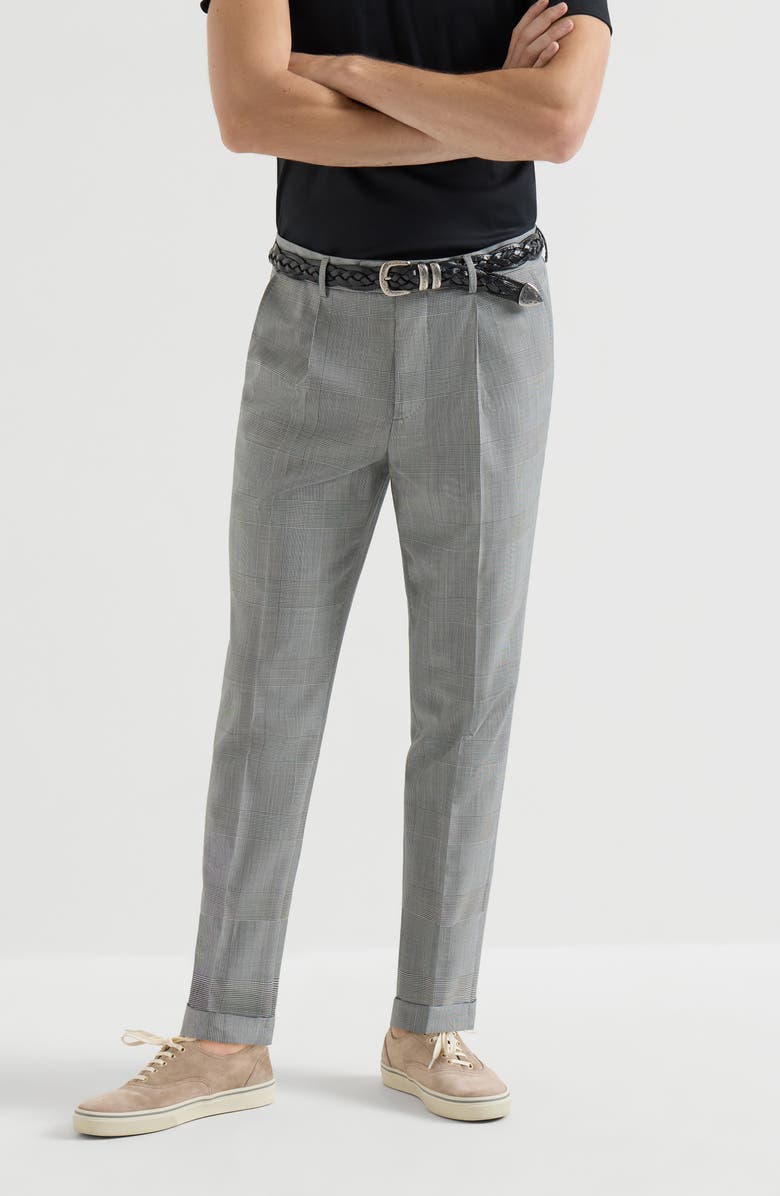 Brunello Cucinelli Prince of Wales trousers, Alternate, color, Grey