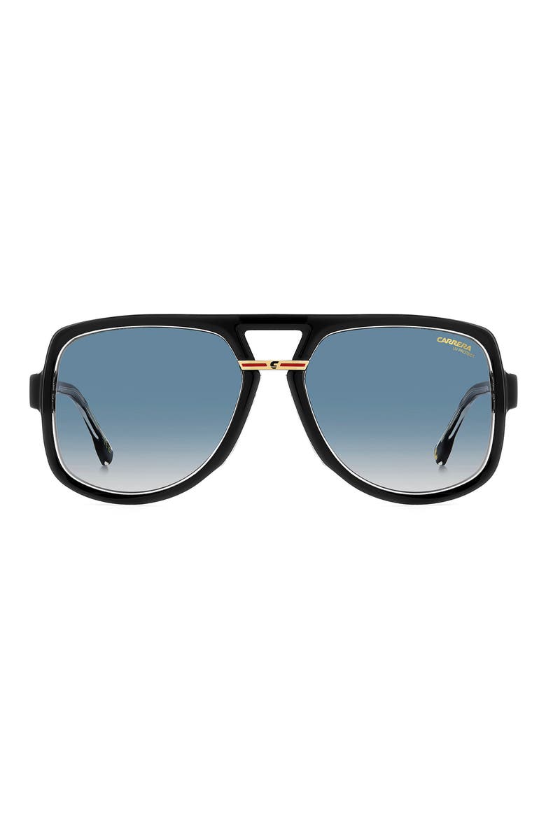Victory 59mm Gradient Square Geometric Sunglasses, Main, color, BLACK CRYSTAL/ DARK BLUE SF