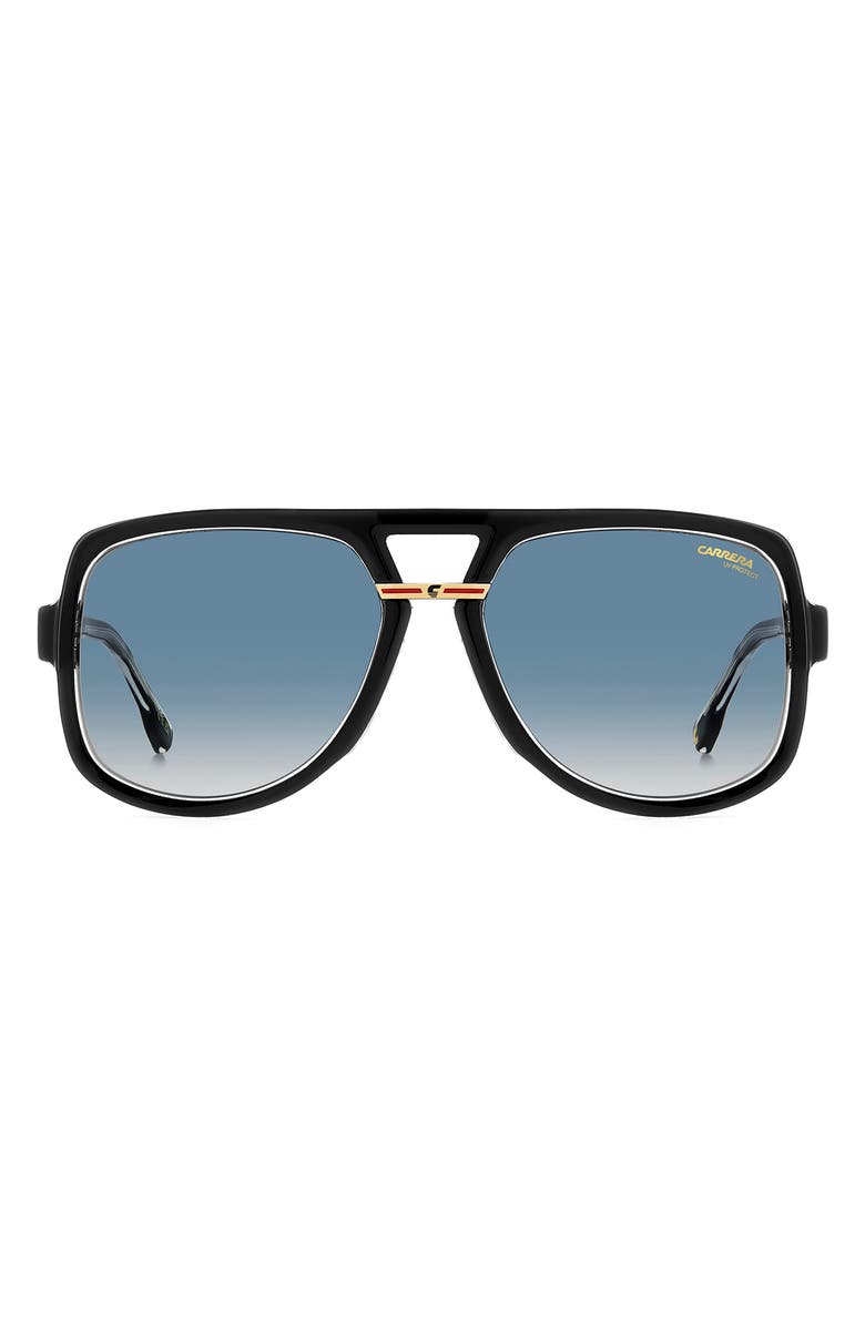 Carrera Eyewear Victory 59mm Gradient Square Geometric Sunglasses, Main, color, Black Crystal/ Dark Blue Sf
