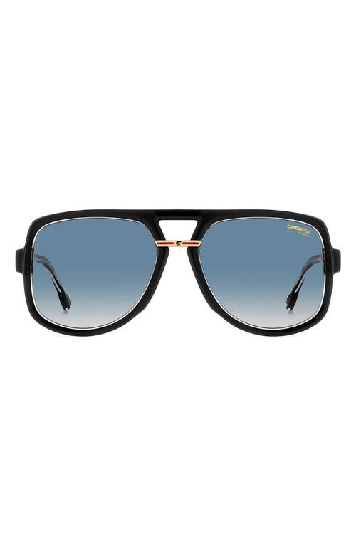 Carrera Eyewear Victory 59mm Gradient Square Geometric Sunglasses In Black Crystal/dark Blue Sf