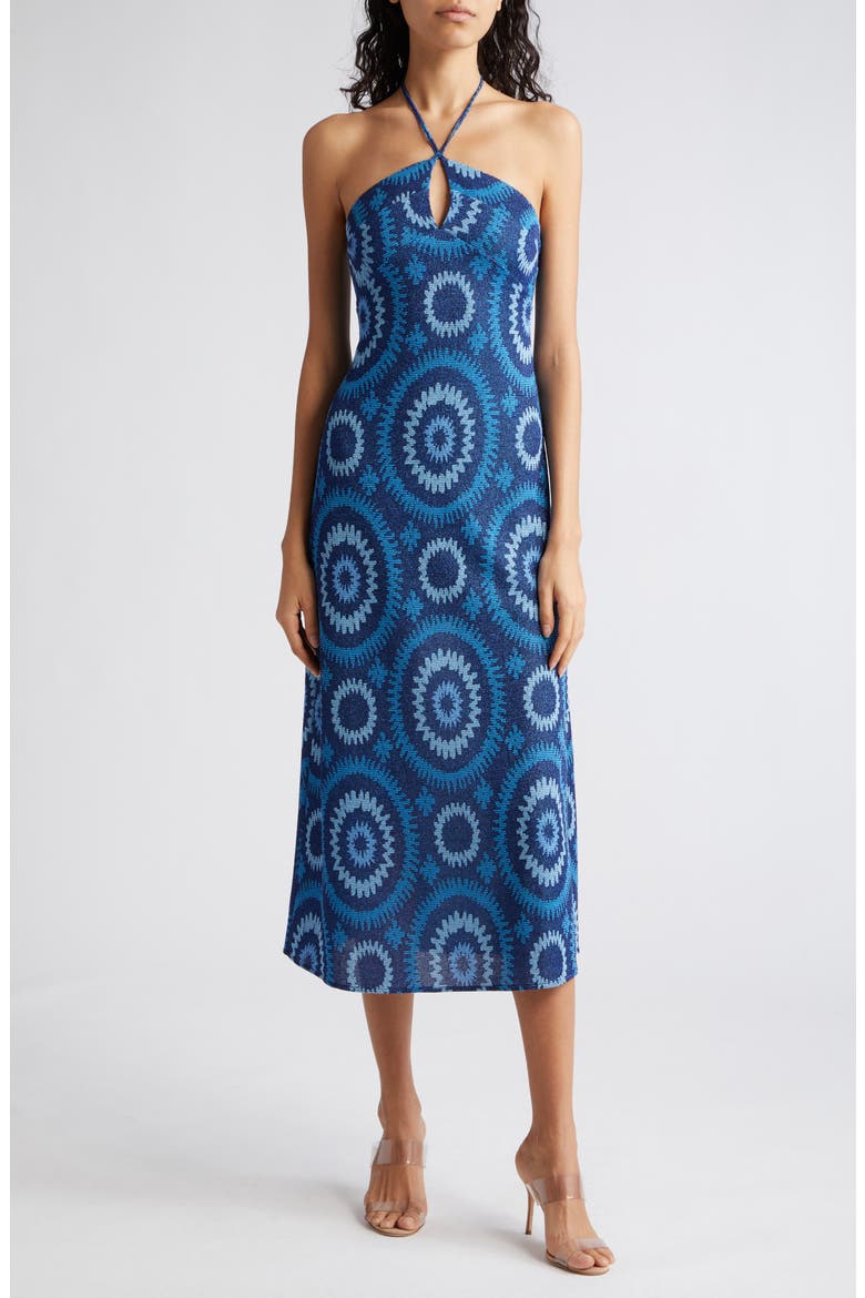 Aya Halter Midi Dress, Main, color, SPRING NAVY/ CRYSTAL BLUE