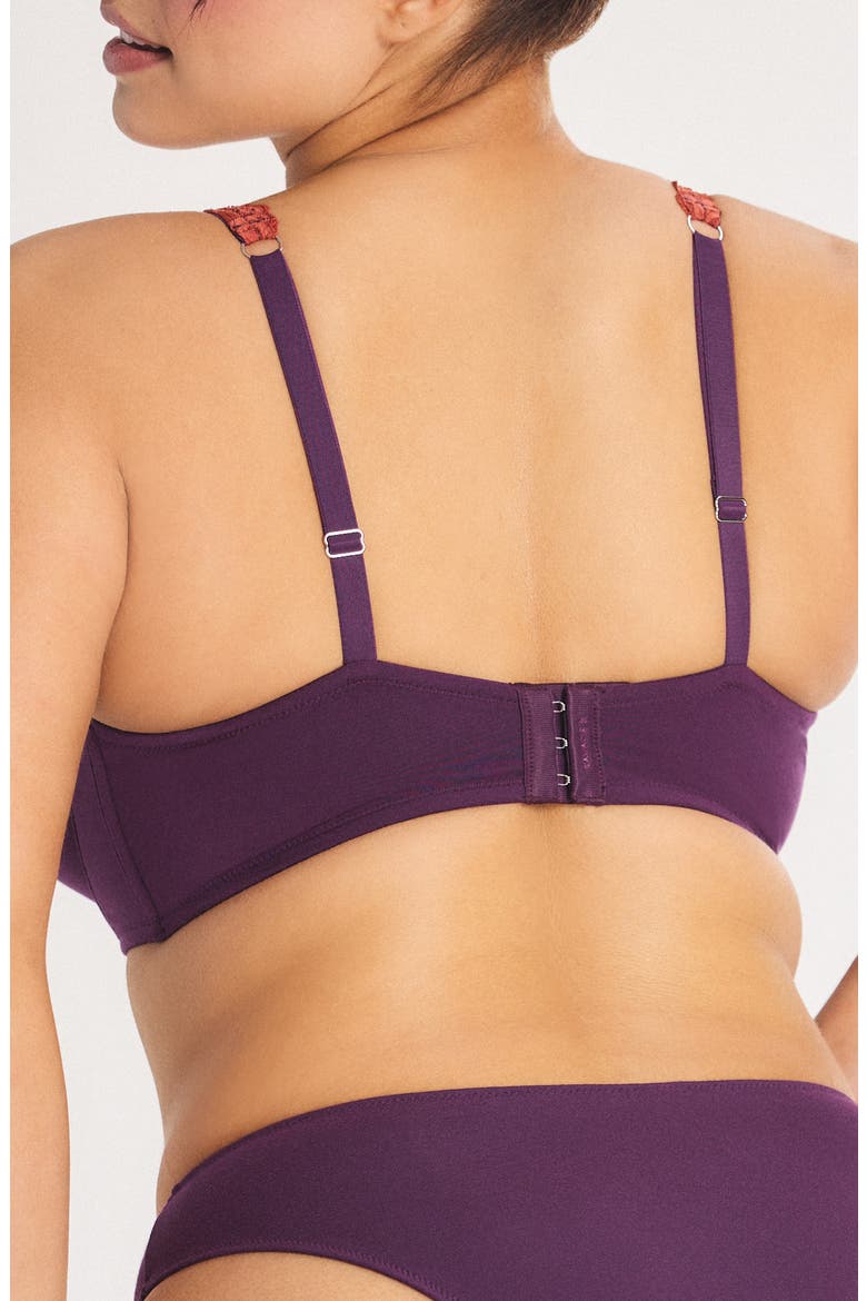 Swirly Girly Unlined Plunge Bra, Alternate, color, MIDNIGHT PURPLE/ BROWN BRICK