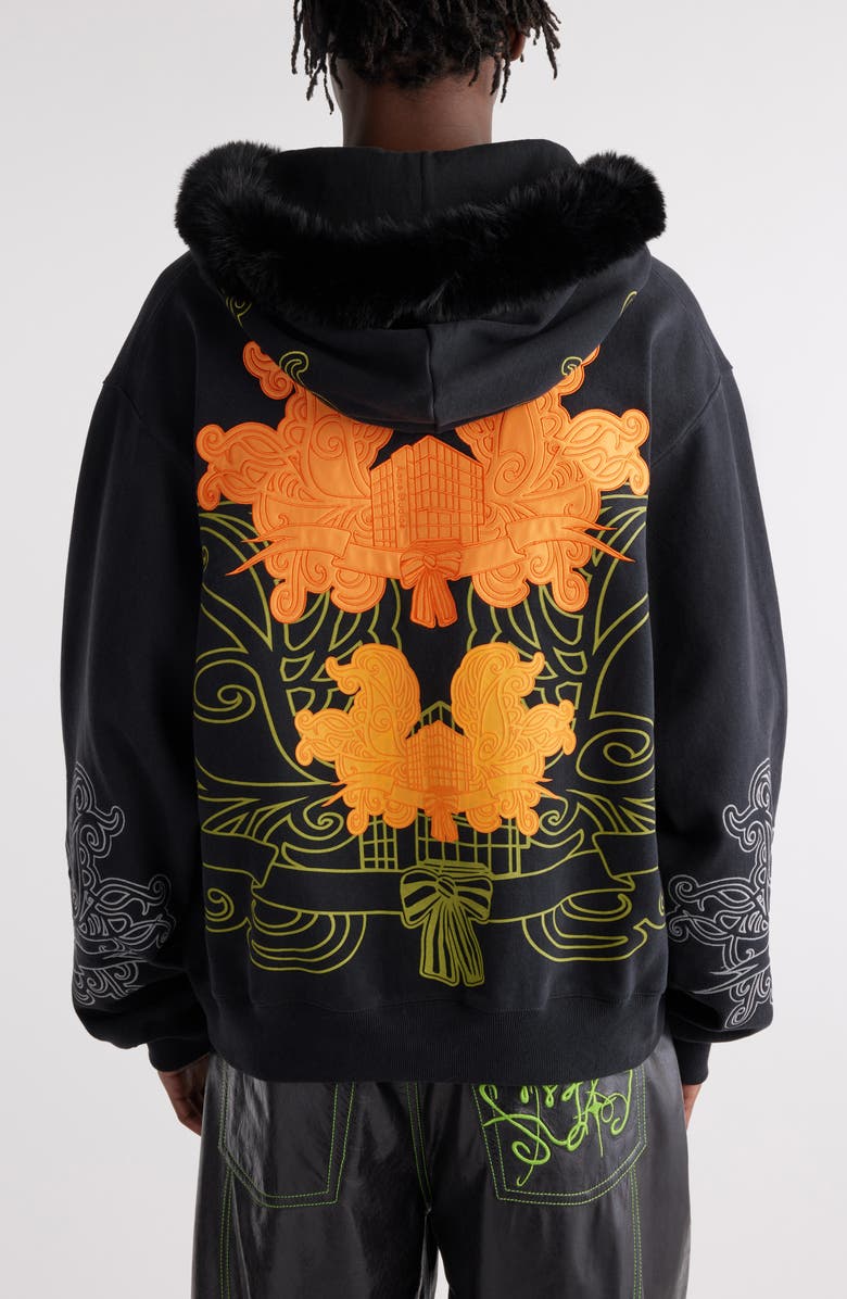 Acne Studios Floragatan 13 Appliqué Zip-Up Hoodie, Alternate, color,